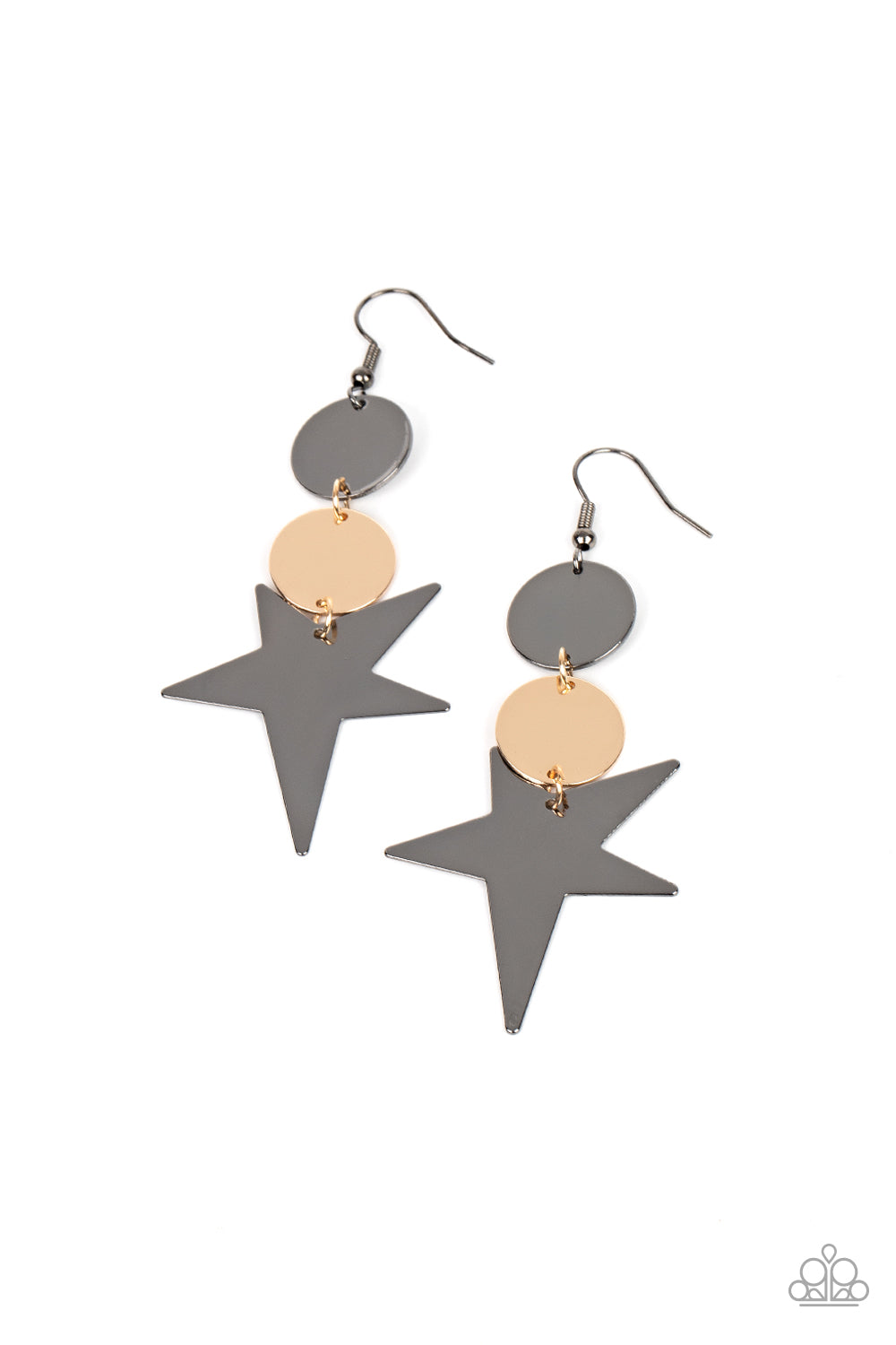 Paparaazi Star Bizarre - Multi Star Gunmetal Fishhook Earring