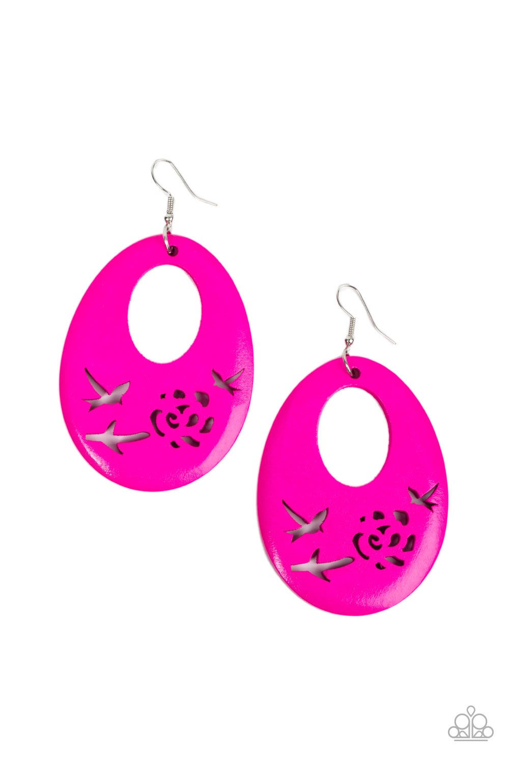 Paparazzi Home TWEET Home - Pink Wooden Fish-Hook Earring