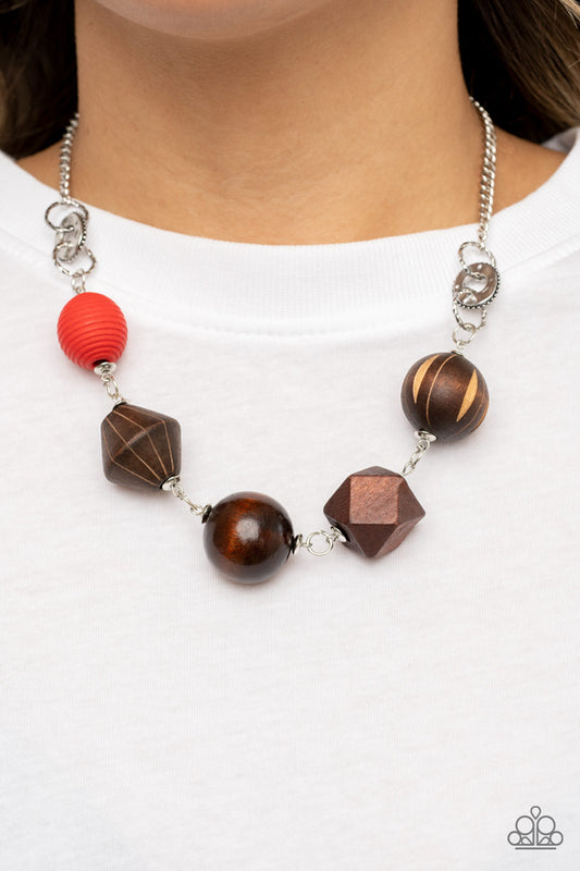 Paparazzi Eco Extravaganza - Red(Multicolored)Wooden Necklace