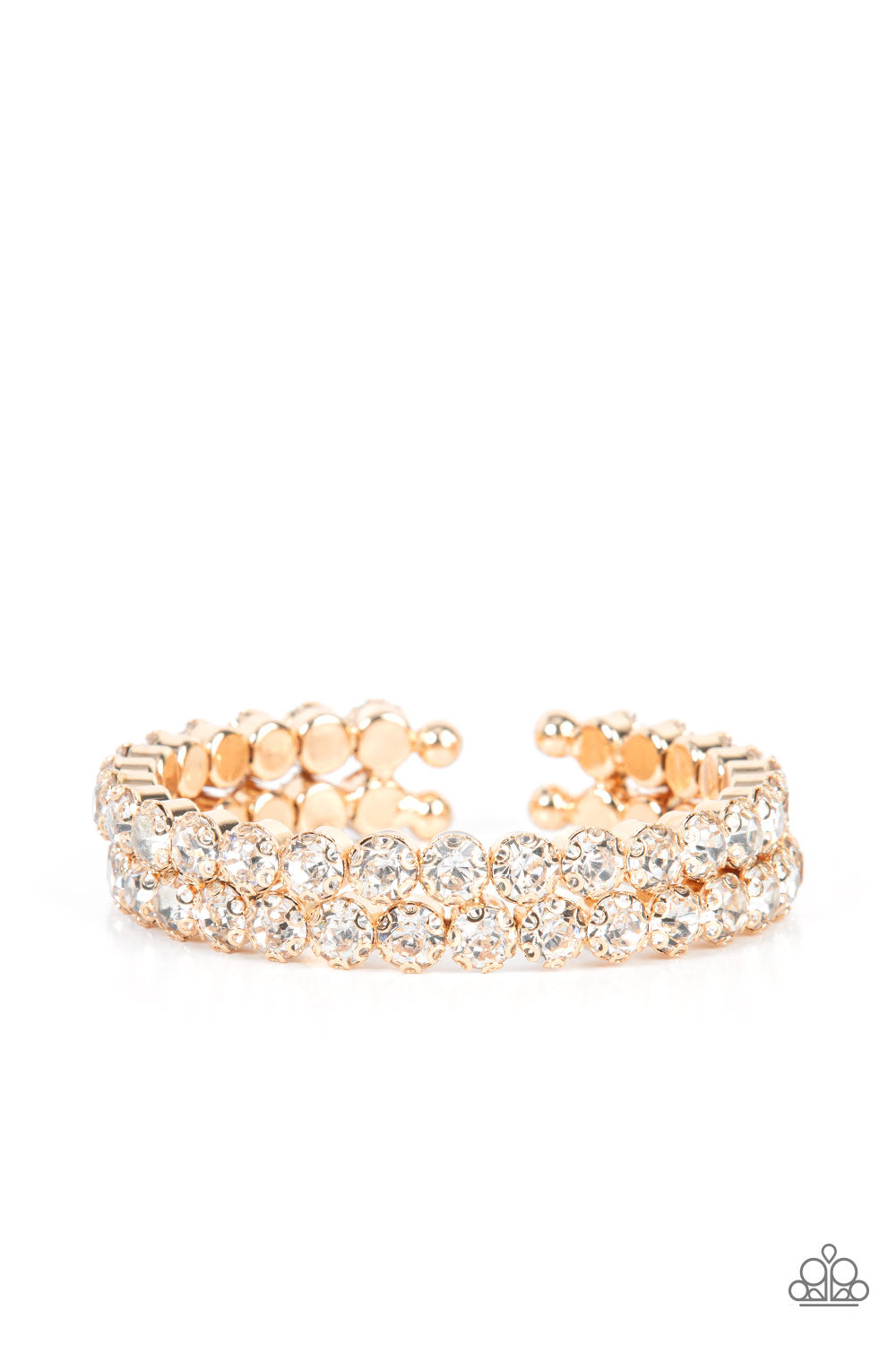 Paparazzi Megawatt Majesty Gold Rhinestone Cuff Bracelet