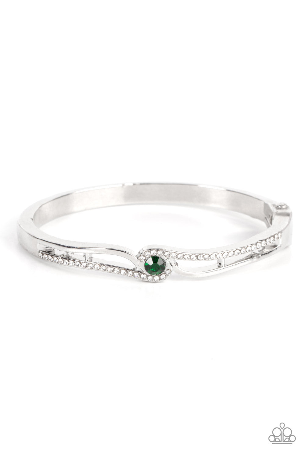 Paparazzi Top-Shelf Shimmer - Green Bangle Hinged Bracelet