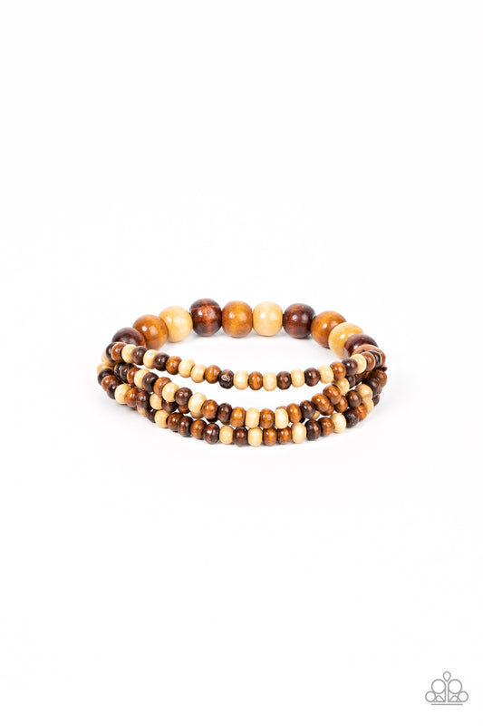 Paparazzi Oceania Oasis - Brown Wooden Beaded Bracelet