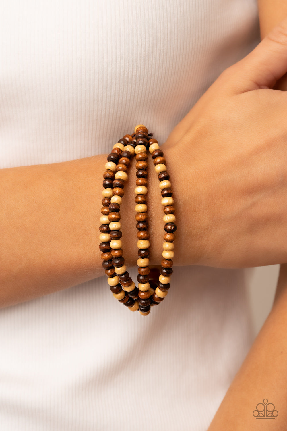 Paparazzi Oceania Oasis - Brown Wooden Beaded Bracelet