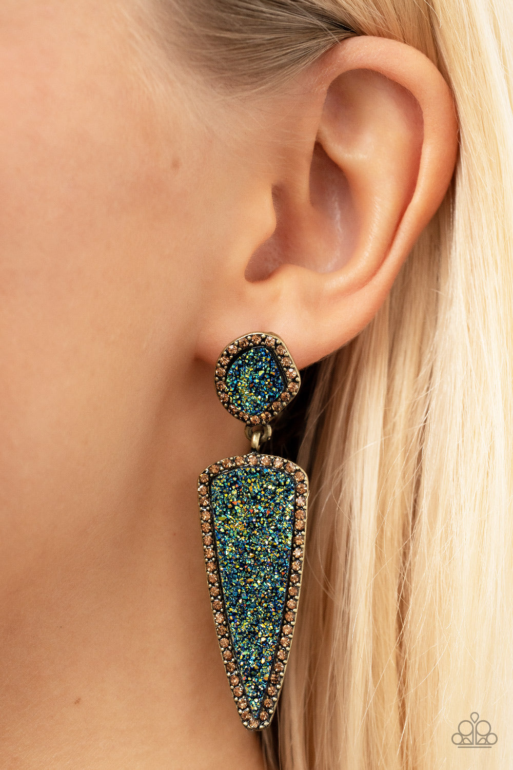 Paparazzi Druzy Desire - Brass Posst Earring