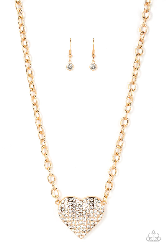 Paparazzi Heartbreakingly Blingy - Gold Short Necklace