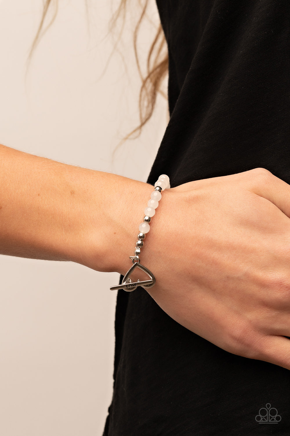 Paparazzi Following My Heart - White Beaded Bracelet