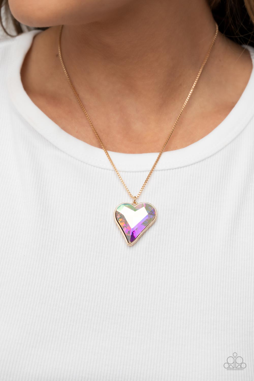 Paparazzi Lockdown My Heart - Gold Oil Spilled Necklace