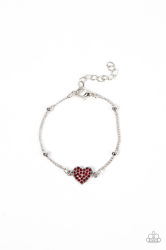 Paparazzi Heartachingly Adorable - Red Heart Charm Bracelet