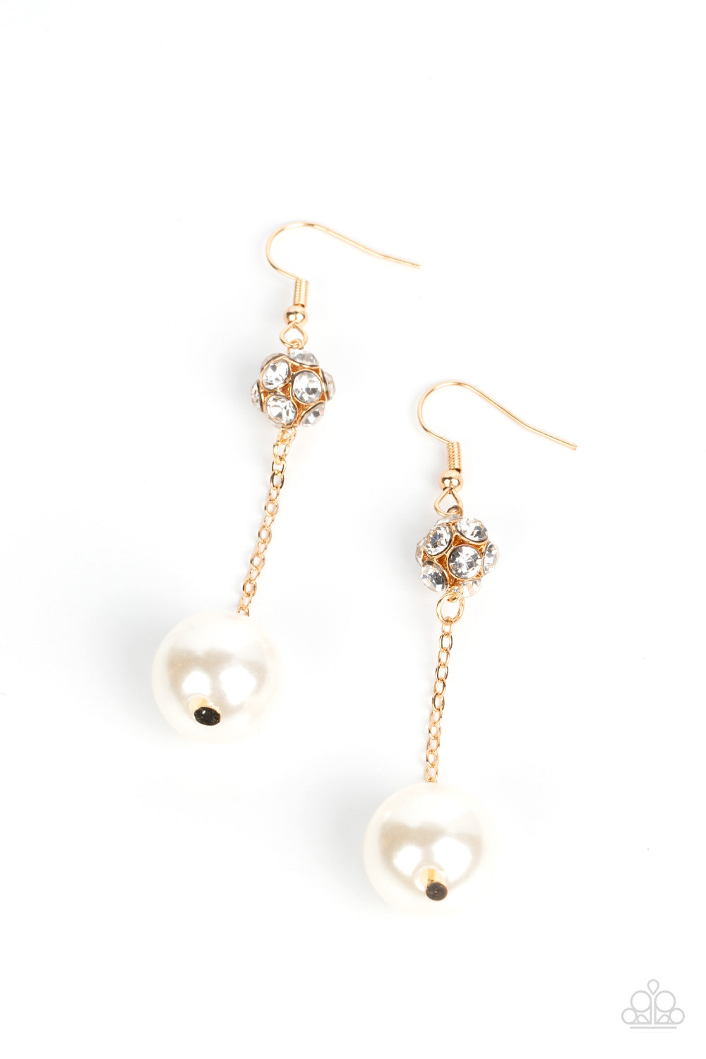 Paparazzi Nautical Nostalgia - Gold Pearl Fish-hook Earring