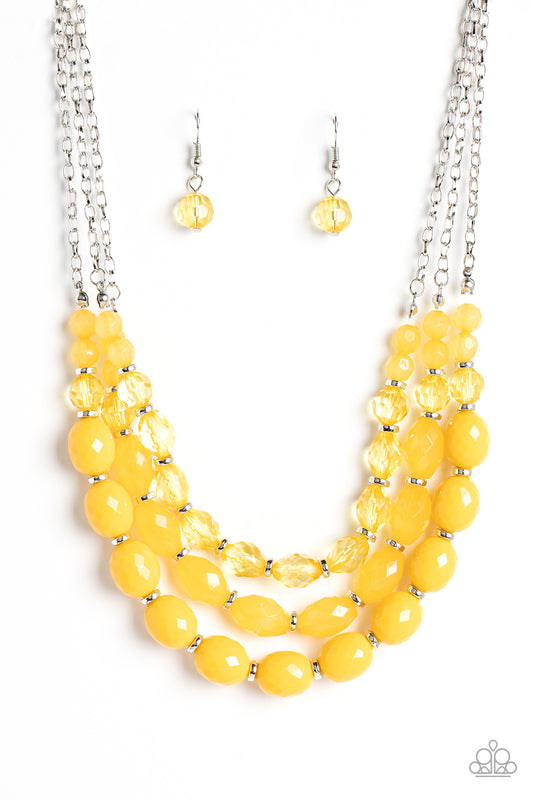 Paparazzi Tropical Hideaway - Yellow Acylic Necklace