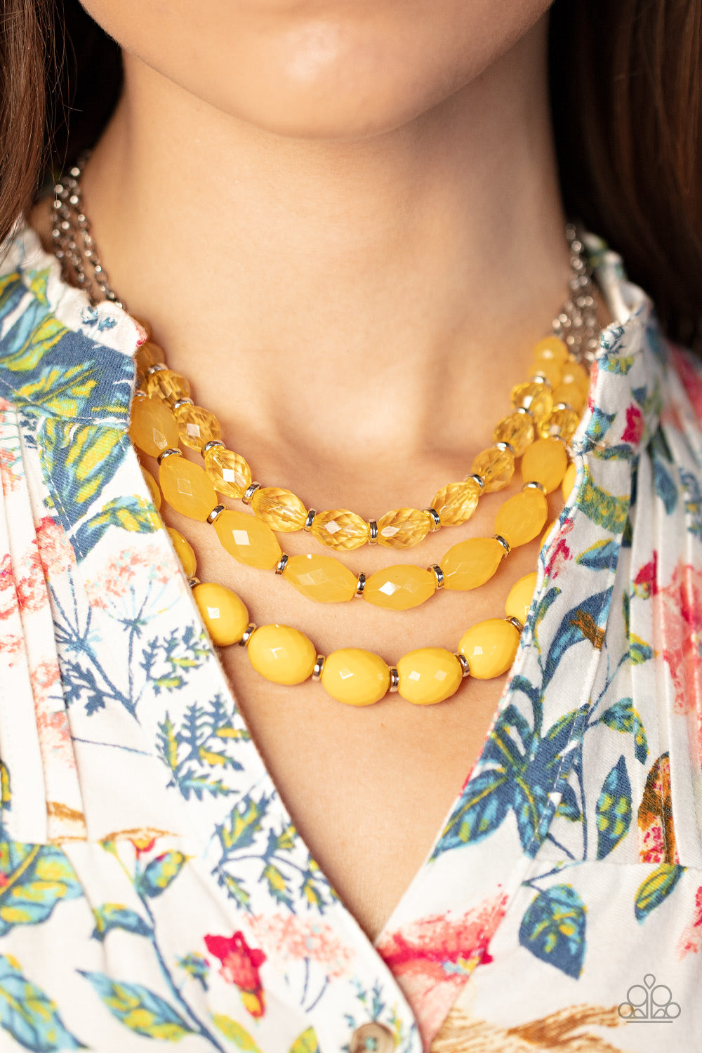 Paparazzi Tropical Hideaway - Yellow Acylic Necklace