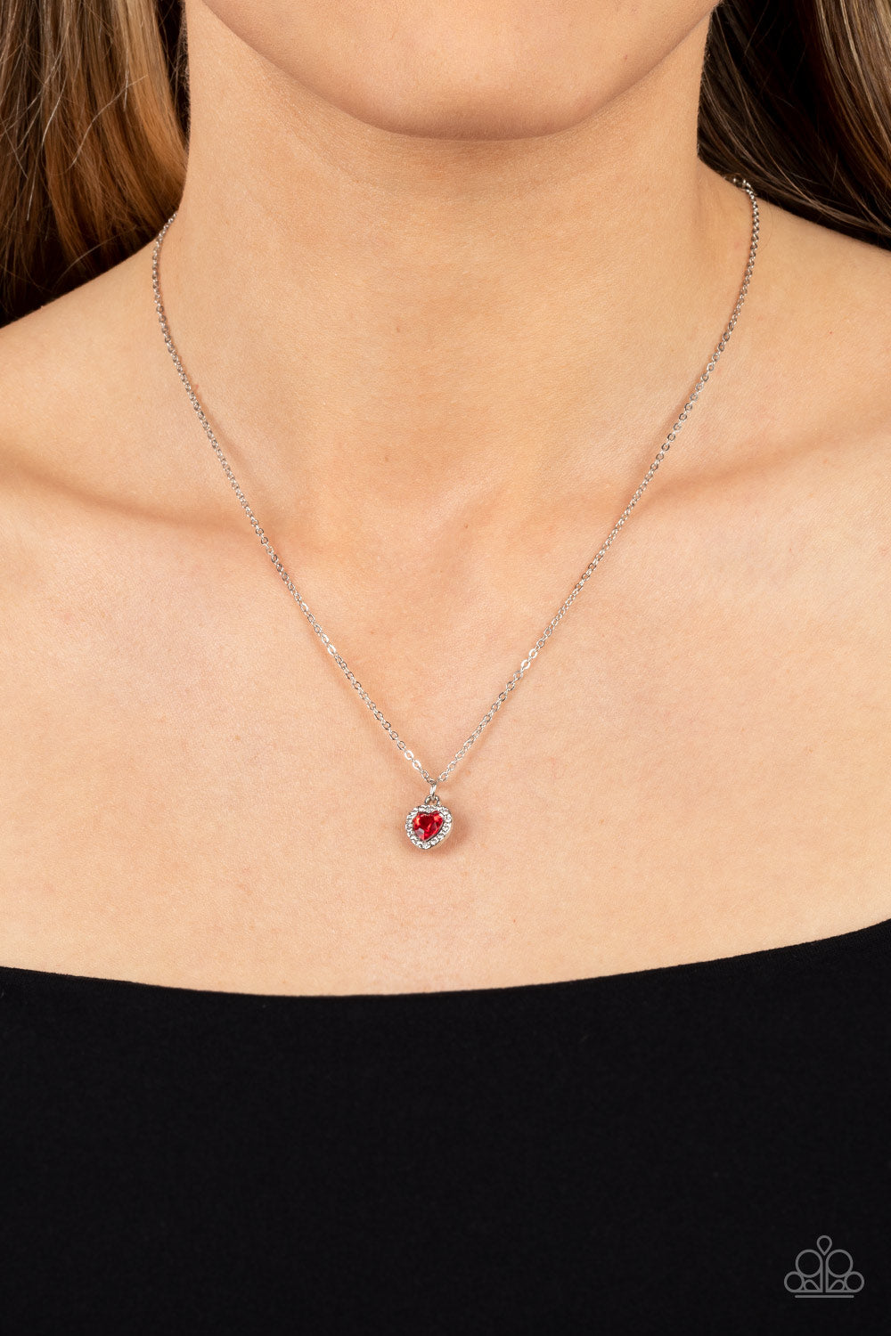 Paparazzi Accessories A Little Lovestruck - Red Dainty Necklace